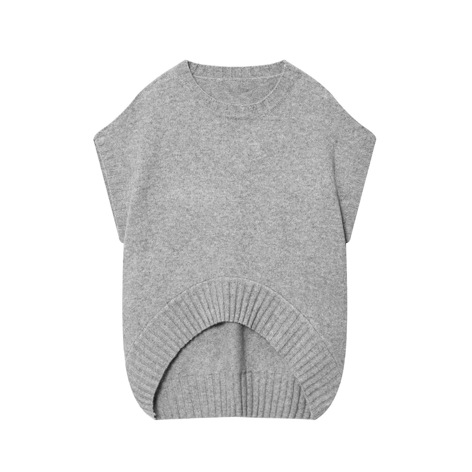 Irregular hem pullover knitted vest for women