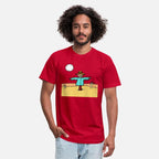 A scarecrow in a field on an illuminated night