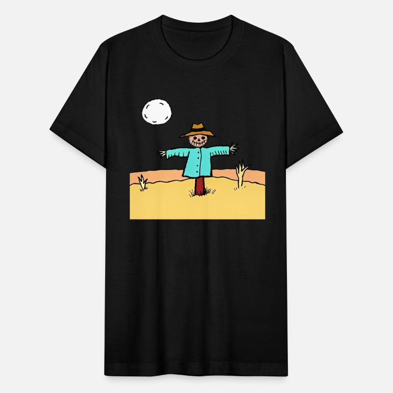 A scarecrow in a field on an illuminated night