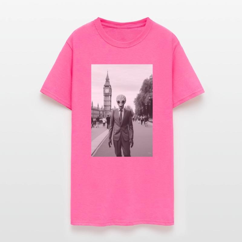 Alien Diplomat in Suit Outside London's Parliament