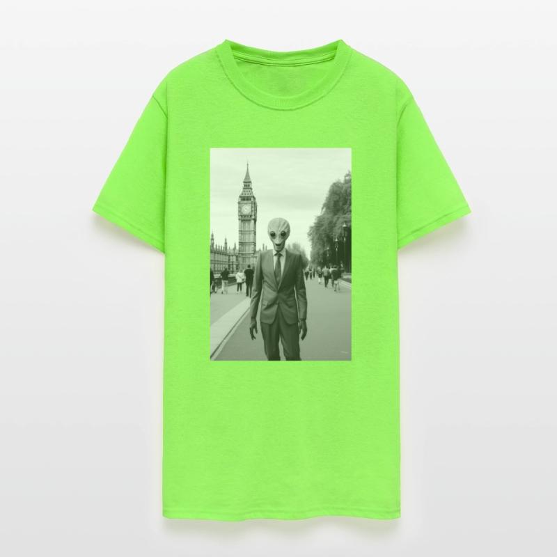 Alien Diplomat in Suit Outside London's Parliament