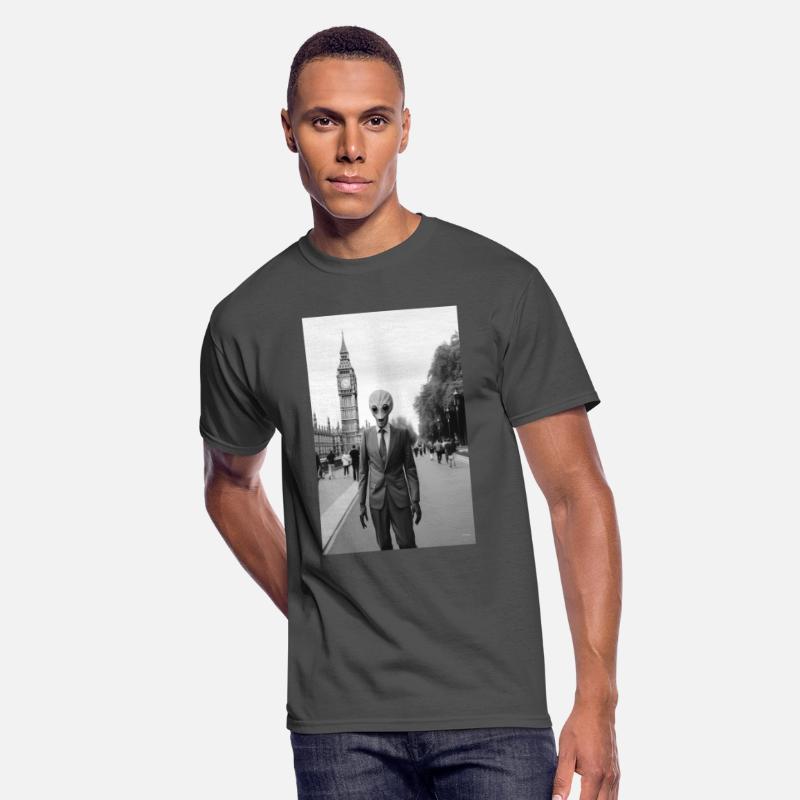 Alien Diplomat in Suit Outside London's Parliament