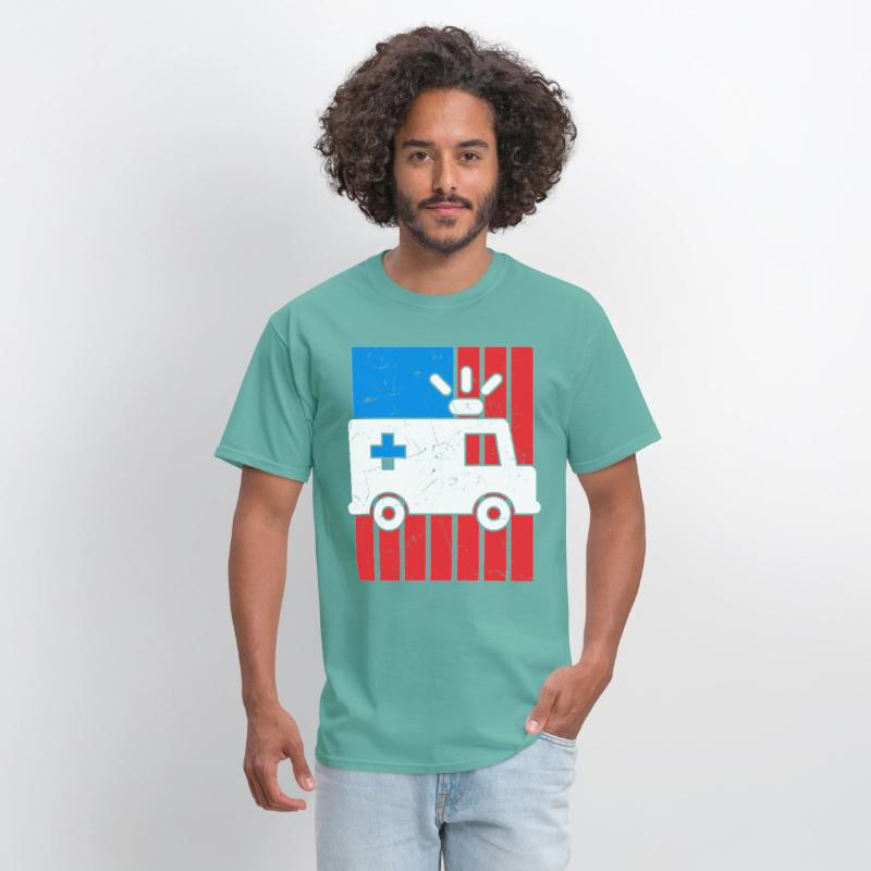 American Flag Ambulance Car Distressed