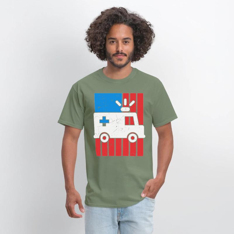 American Flag Ambulance Car Distressed