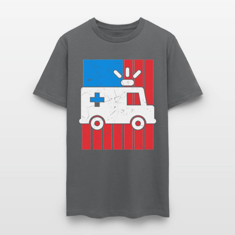 American Flag Ambulance Car Distressed