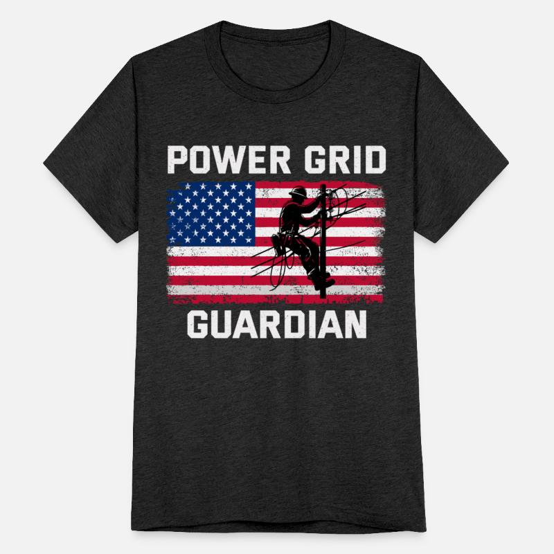 American Flag Lineman Power Grid Guardian