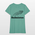 Badminton text with shuttlecock flying up