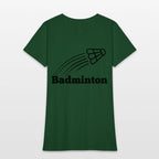 Badminton text with shuttlecock flying up