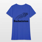 Badminton text with shuttlecock flying up