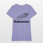 Badminton text with shuttlecock flying up