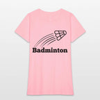 Badminton text with shuttlecock flying up