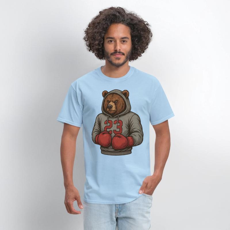 Bear 23 Boxing Hoodie Grizzly Gym Fighter Tee