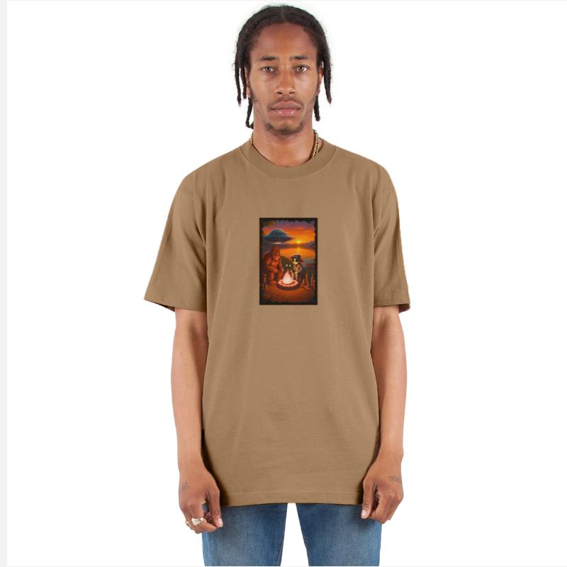 Bigfoot and Alien Roasting Marshmallows Over