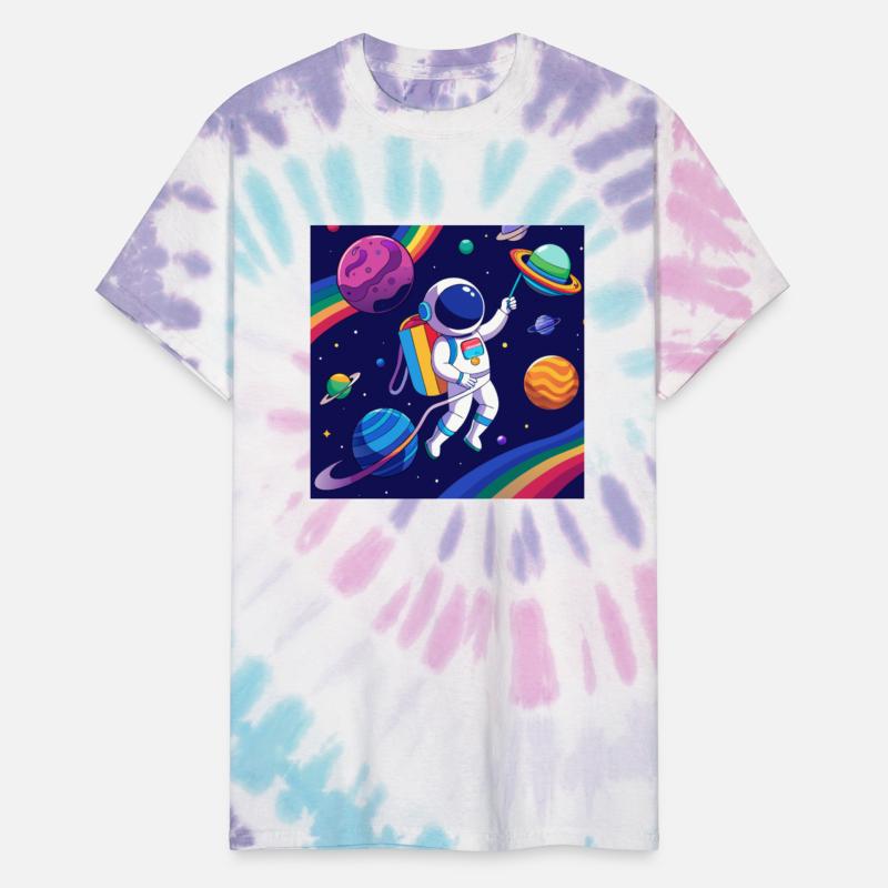 "Cosmic Pride: Astronaut with Neon Rainbow Flag"
