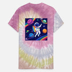 "Cosmic Pride: Astronaut with Neon Rainbow Flag"