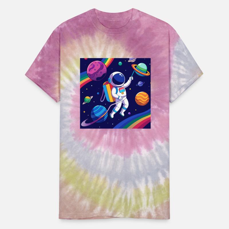 "Cosmic Pride: Astronaut with Neon Rainbow Flag"