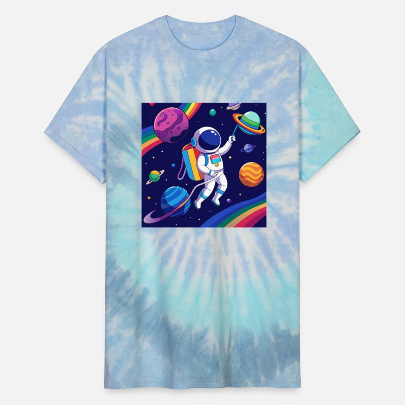 "Cosmic Pride: Astronaut with Neon Rainbow Flag"