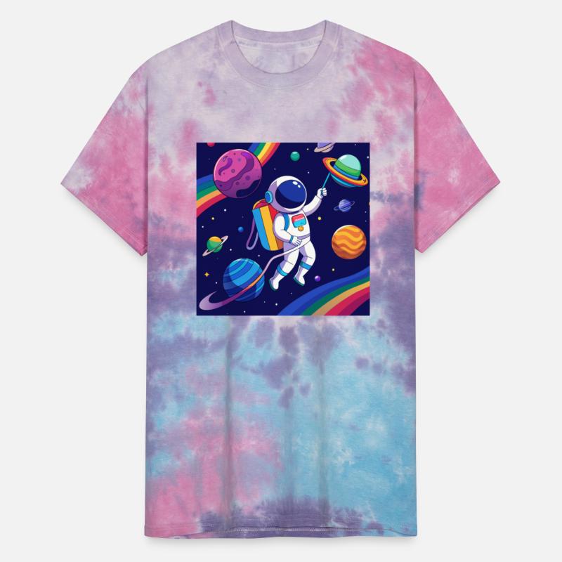 "Cosmic Pride: Astronaut with Neon Rainbow Flag"